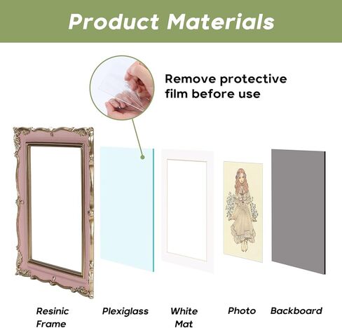 إطار عتيق من الذهب الأبيض من PHAREGE لصورة مقاس 5x7 بوصة، إطار عتيق مزخرف مع حصيرة للصور مقاس 4x6 بوصة، أفقيًا أو رأسيًا، سطح الطاولة أو الحائط in Kuwait