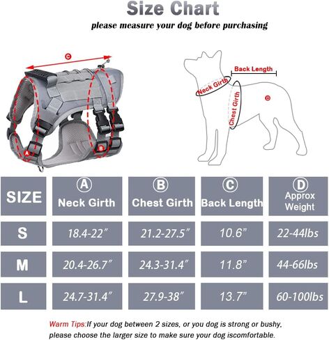 doggiekit تسخير الكلاب التكتيكية للكلاب المتوسطة الكبيرة لا سحب، تسخير الكلب العسكري مع مقبض، سترة الكلب الخدمة مع لوحات مولي وحلقة، تسخير الحيوانات الأليفة قابل للتعديل لتدريب الصيد المشي الأسود in Kuwait
