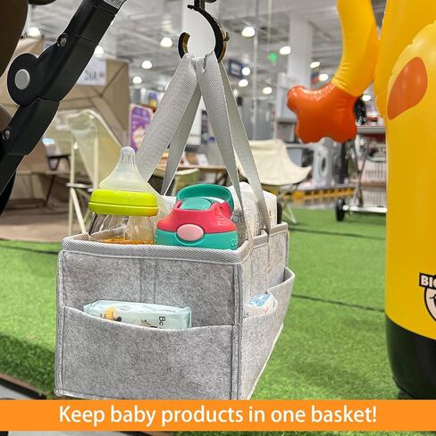 Anysiny Baby Diaper Caddy- Portable Toddler Diaper Stackers & Caddies Nursery Storage Bin and Car Organizer for Diapers and Baby Wipes, Collapsible Newborn Caddies Car Travel Baby Shower Basket in Kuwait