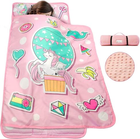 TANOSHII® Toddler Nap Mat with Pillow and Blanket, Portable Kids Sleeping Mats for Daycare, Preschool, 21" x 53", Lightweight and Soft Sleeping Bags for Kids in Saudi Arabia