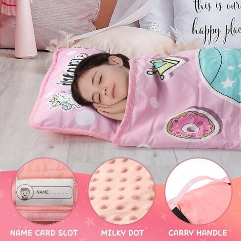 TANOSHII® Toddler Nap Mat with Pillow and Blanket, Portable Kids Sleeping Mats for Daycare, Preschool, 21" x 53", Lightweight and Soft Sleeping Bags for Kids in Saudi Arabia