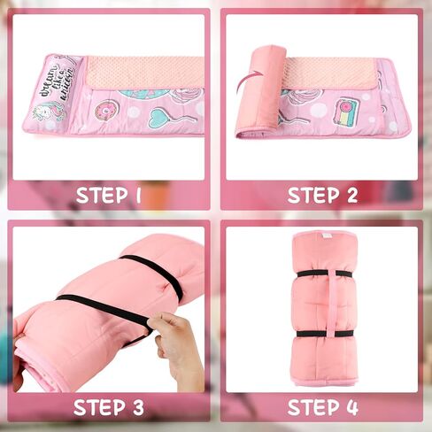 TANOSHII® Toddler Nap Mat with Pillow and Blanket, Portable Kids Sleeping Mats for Daycare, Preschool, 21" x 53", Lightweight and Soft Sleeping Bags for Kids in Saudi Arabia