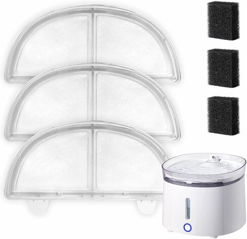 XFVFXZZ 3 قطع مع مرشحات نافورة Homerunpet، فلتر نافورة مياه للقطط يزيل الروائح، مناسب لاستبدال فلتر نافورة القطط WF20/CF20 (3 مرشحات + 3 إسفنجات) in Kuwait