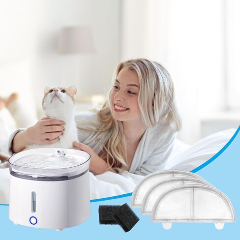 XFVFXZZ 3 قطع مع مرشحات نافورة Homerunpet، فلتر نافورة مياه للقطط يزيل الروائح، مناسب لاستبدال فلتر نافورة القطط WF20/CF20 (3 مرشحات + 3 إسفنجات) in Kuwait