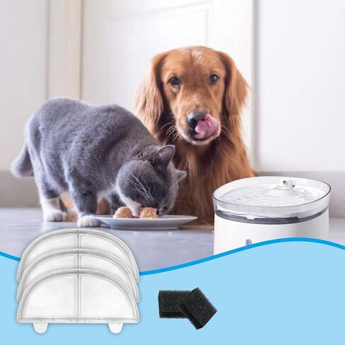 XFVFXZZ 3 قطع مع مرشحات نافورة Homerunpet، فلتر نافورة مياه للقطط يزيل الروائح، مناسب لاستبدال فلتر نافورة القطط WF20/CF20 (3 مرشحات + 3 إسفنجات) in Kuwait