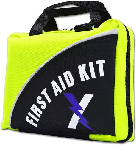 مجموعة أدوات النجاة للإسعافات الأولية في حالات الطوارئ مكونة من 104 قطعة من Lightning X Hi-Vis مع حقيبة للتخييم ومكان العمل والسفر والرياضة in Kuwait