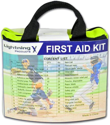 مجموعة أدوات النجاة للإسعافات الأولية في حالات الطوارئ مكونة من 104 قطعة من Lightning X Hi-Vis مع حقيبة للتخييم ومكان العمل والسفر والرياضة in Kuwait