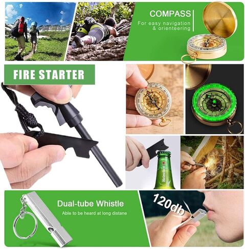 مجموعة النجاة 63 في 1، مجموعة الإسعافات الأولية، معدات النجاة، هدايا أدوات النجاة للرجال والأب والزوج، أدوات رائعة لتخزين المواد للعائلات والمشي لمسافات طويلة والتخييم in Kuwait