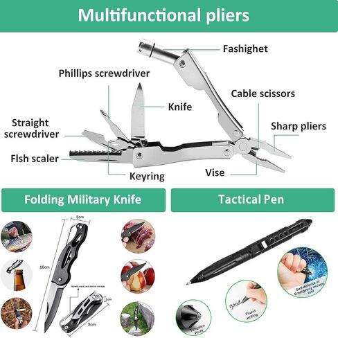 مجموعة النجاة 63 في 1، مجموعة الإسعافات الأولية، معدات النجاة، هدايا أدوات النجاة للرجال والأب والزوج، أدوات رائعة لتخزين المواد للعائلات والمشي لمسافات طويلة والتخييم in Kuwait