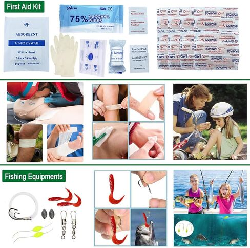 مجموعة النجاة 63 في 1، مجموعة الإسعافات الأولية، معدات النجاة، هدايا أدوات النجاة للرجال والأب والزوج، أدوات رائعة لتخزين المواد للعائلات والمشي لمسافات طويلة والتخييم in Kuwait