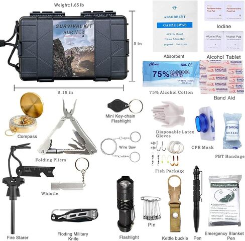 مجموعة النجاة 63 في 1، مجموعة الإسعافات الأولية، معدات النجاة، هدايا أدوات النجاة للرجال والأب والزوج، أدوات رائعة لتخزين المواد للعائلات والمشي لمسافات طويلة والتخييم in Kuwait