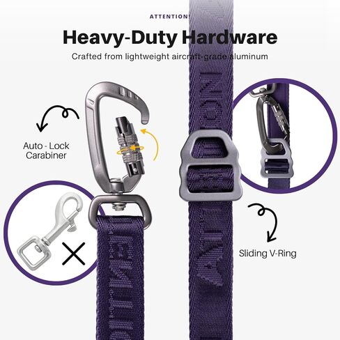 مقود الكلاب التكتيكي شديد التحمل من ANAFNI للكلاب المتوسطة والكبيرة، مقود الكلاب 6 في 1 بدون استخدام اليدين للتدريب، مقود الكلاب بطول 4-7 أقدام، مقود الخصر لتمشية الكلاب، أخضر (أرجواني منتصف الليل) in Kuwait