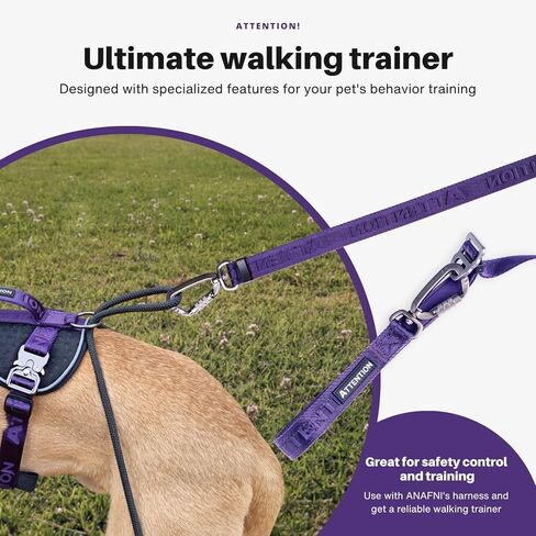 مقود الكلاب التكتيكي شديد التحمل من ANAFNI للكلاب المتوسطة والكبيرة، مقود الكلاب 6 في 1 بدون استخدام اليدين للتدريب، مقود الكلاب بطول 4-7 أقدام، مقود الخصر لتمشية الكلاب، أخضر (أرجواني منتصف الليل) in Kuwait