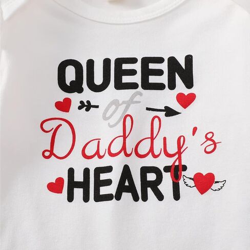 ملابس عيد الحب للفتيات حديثي الولادة من Singcoco، زي بنطال متوهج على شكل قلب ملكة الأب in Kuwait