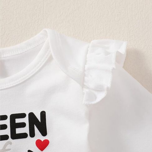 ملابس عيد الحب للفتيات حديثي الولادة من Singcoco، زي بنطال متوهج على شكل قلب ملكة الأب in Kuwait