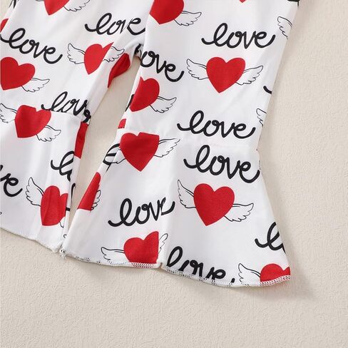 ملابس عيد الحب للفتيات حديثي الولادة من Singcoco، زي بنطال متوهج على شكل قلب ملكة الأب in Kuwait