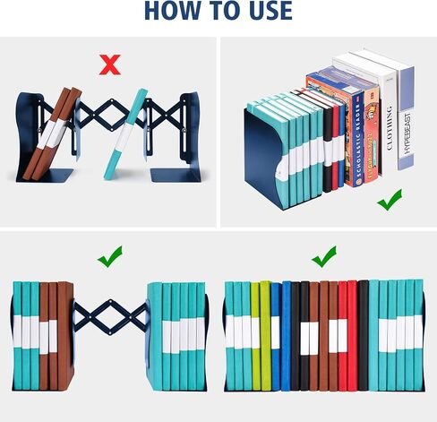 نهايات كتب قابلة للتعديل، نهايات كتب معدنية شديدة التحمل للكتب، مقسمان، حامل كتب غير قابل للانزلاق للمكتب، الرف، المكتب، هدية قرطاسية، يمتد حتى 19 بوصة (أزرق) in Kuwait