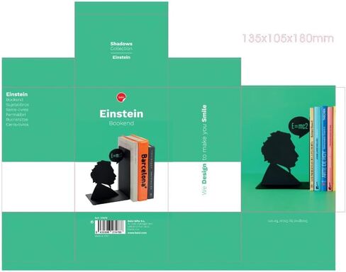 Balvi Bookend Einstein لون أسود مزخرف مع شخصية ألبرت أينشتاين الشهيرة حديد 17 سم in Kuwait