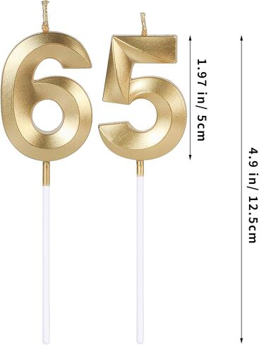 شموع عيد الميلاد الذهبية 65 و56 للكعك، رقم 65 56 شمعة لامعة لتزيين الكيك والذكرى السنوية لحفلات الزفاف in Kuwait