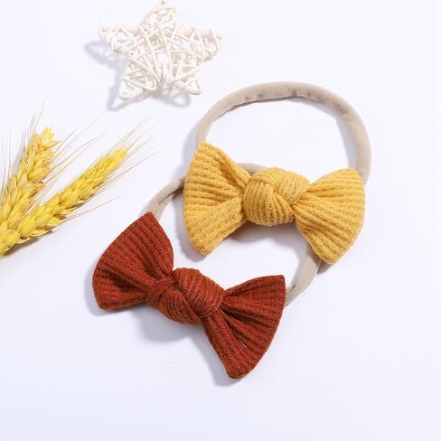jollybows 20PCS 3.2" Baby Girls Waffle Headbands Hair Bows Stretchy | Nylon Hairbands for Newborn Infant Toddler Hair Accessories in Kuwait