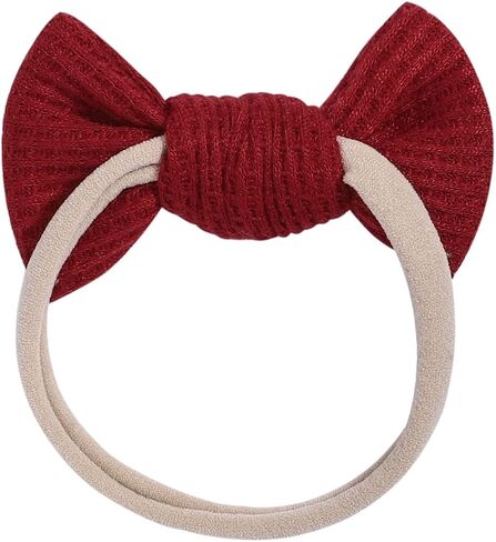 jollybows 20PCS 3.2" Baby Girls Waffle Headbands Hair Bows Stretchy | Nylon Hairbands for Newborn Infant Toddler Hair Accessories in Kuwait