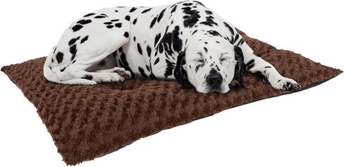 Dog Bed – 42x26 Large Pet Pillow and Crate Pad with Faux Fur Sleep Surface and Non-Slip Bottom – Machine Washable Dog Bed by PETMAKER (Brown) in Kuwait