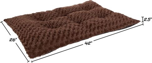 Dog Bed – 42x26 Large Pet Pillow and Crate Pad with Faux Fur Sleep Surface and Non-Slip Bottom – Machine Washable Dog Bed by PETMAKER (Brown) in Kuwait