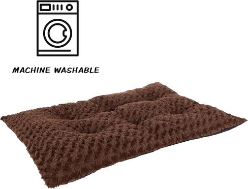 Dog Bed – 42x26 Large Pet Pillow and Crate Pad with Faux Fur Sleep Surface and Non-Slip Bottom – Machine Washable Dog Bed by PETMAKER (Brown) in Kuwait