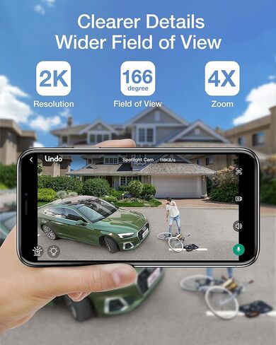 Lindo Intelligent Spotlight Camera 2K, Panda Color, 600 Lumens Spotlight, 365-Day Battery Life, PD Fast Charging, IP67 Waterproof in Kuwait