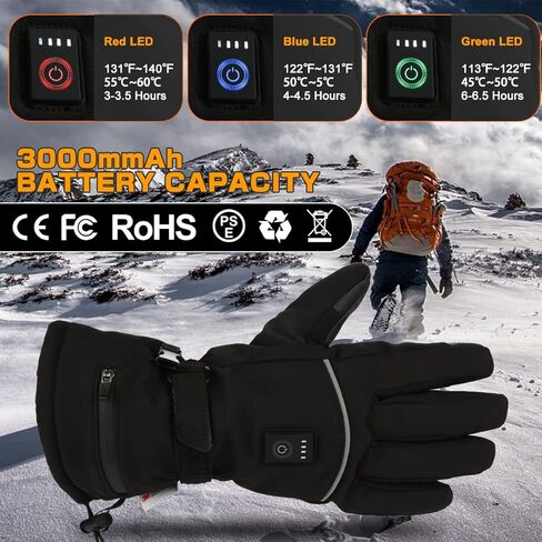 BECDXPal Electric Battery Heated Gloves, Adjustable Electric Heated Ski Gloves, Battery Powered Hand Warmer Glove Liners, Screen Tough, windproof, Temperature-Adjustable, for Climbing, Hiking, Cycling in Kuwait