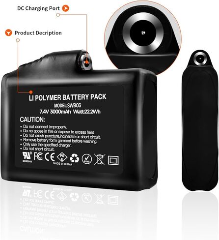 قفازات حرارية داخلية جوارب فيست قابلة لاعادة الشحن بطارية ليثيوم ايون 7.4 فولت 3000mAh in Kuwait