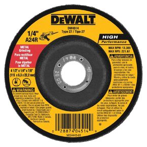 DEWALT DW4514 عجلة طحن سميكة 1/4 بوصة بقطر 4-1/2 بوصة وشجرة 7/8 بوصة in Kuwait