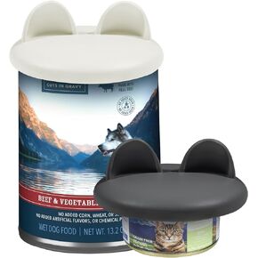 ZooZoo Reusable Food Can Lid Set, Cute Cat-Ear Pet Food Can Lids, (3, 6, 14oz etc.) Universal 1 Fit 3 Standard Size Can Silicone Covers for Cat Dog & Human Can Food, BPA-Free & Dishwasher-Safe, 4 Pack in Kuwait