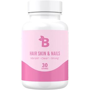 كبسولات بلوم نيوتريشن إتش إس إن مع فيتامين أ، ب، ج، د، هـ، البيوتين، حمض الفوليك، والكولاجين | مكمل للشعر والبشرة والأظافر | صديق للنباتيين، خالي من الغلوتين، غير معدل وراثيًا | 60 عدد in Kuwait