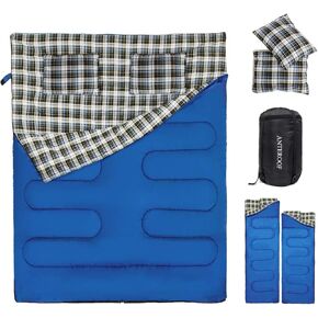 كيس نوم مزدوج لشخصين مع وسادتين للبالغين والمراهقين محمول وخفيف الوزن XL للتخييم والمشي لمسافات طويلة في الهواء الطلق، مطور 2020 in Kuwait