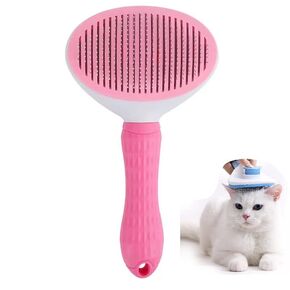 فرشاة تنظيف ذاتية للكلاب والقطط - فرشاة الكلاب المثالية لتساقط الشعر والفراء - مشط للعناية بالكلاب ذات الشعر الطويل والقصير والقطط والأرانب والمزيد، أداة إزالة الشعر، فرشاة للقطط (وردي) in Kuwait