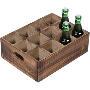 DFW Consumables - Farmhouse Wooden Crates for Display, 13" x 10" Wooden Bottle Caddy, Crates for Decoration, Boxes with Carrying Handles, Small Rustic Wood Crates with 12 Individual Slots, in Saudi Arabia