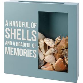 Primitives by Kathy Seashell Holder - Coastal Decor, Glass Display, Treasure Chest, Room and Bedroom Decor