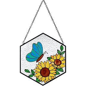 YEZILUU Stained Glass Window Hanging suncatcher Indoor Window Decoration Home Wall Art Decoration Sunflower Window, Balcony, Wall Hanging for Sunflower Lovers (Acrylic) in Kuwait