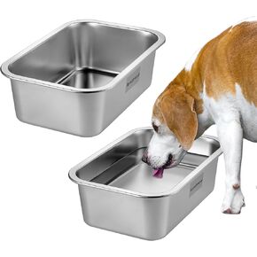 Annchwool Dog Bowls for Large Dogs,2 Pcs Stainless Steel Metal Dog Water Bowl,Food and Water 1.2 Gallon Large Capacity for Big & X-Large Dogs in Kuwait