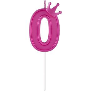 3 Inch Birthday Number Candle, 3D Number Candle with Crown Decor Large Cake Topper Number Candles for Birthday Cakes Wedding Anniversary Graduation Festival Party (Rose Red, 4)