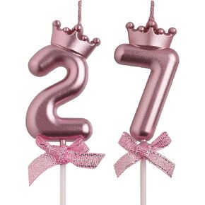 27th 72nd Birthday Candles, Gold 72 27 Year Old Number Birthday Candles, Happy Birthday Party Decorations Cake Topper Gifts for Men Women in Kuwait