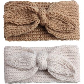 YCMI Baby Turban-Knitting Headband Winter-Wrap-Knotted-Wide - Toddlers Headbands 6 Pieces (Beige+Camel) in Kuwait