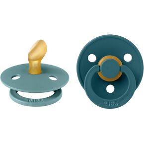 BIBS Pacifiers 0-6 Months | Colour Collection 2-Pack | BPA-Free Anatomical Natural Rubber Nipple | Made in Denmark | Island Sea/Forest Lake Color Pacifier in Saudi Arabia