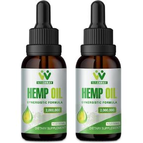 قطرات زيت القنب عالية الفعالية - 2,000,000 أقصى قوة عضوية مزروعة في الولايات المتحدة الأمريكية - صبغة القنب الطبيعية - مستخلص C02، نباتي، غير معدل وراثيًا، عبوة من 2 in Kuwait