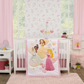 Disney Dumbo Hello Baby Grey and White Circus Banner 3 Piece Nursery Crib Bedding Set - Comforter, Fitted Crib Sheet, and Crib Skirt