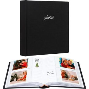 120 Photos Album with Memo Areas for Fujifilm Instax Wide 300 Camera,Linen Cover,Photo Book for Polaroid Now+/Now/I Type/OneStep+/600 Instant Film Camera, POP Lab Instant Print Camera (Black)