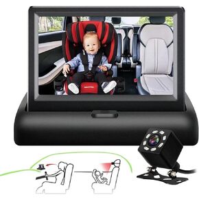 Baby Car Camera ,SAMFIWI Baby Car Mirror Safety Car Seat Mirror Camera and Monitor with Infrared Night Vision Best Baby Monitor and Camera for Baby Car Seat Rear Facing in Saudi Arabia