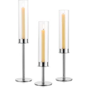 Inweder Gold Candle Holders for Candlesticks - Taper Candle Holders with Removable Glass, Tall Brass Candlestick Holders, Candle Stand Candle Sticks Long Holder for Table Centerpiece, Home, 3Pcs in Kuwait