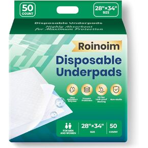 Chucks Pads Disposable [50-Pack] Underpads 28x34 Incontinence Chux Pads Absorbent Polymer Protective Bed Pads, Pee Pads for Kids, Adults & Elderly, Leak Proof (Large-100 PCS) in Kuwait